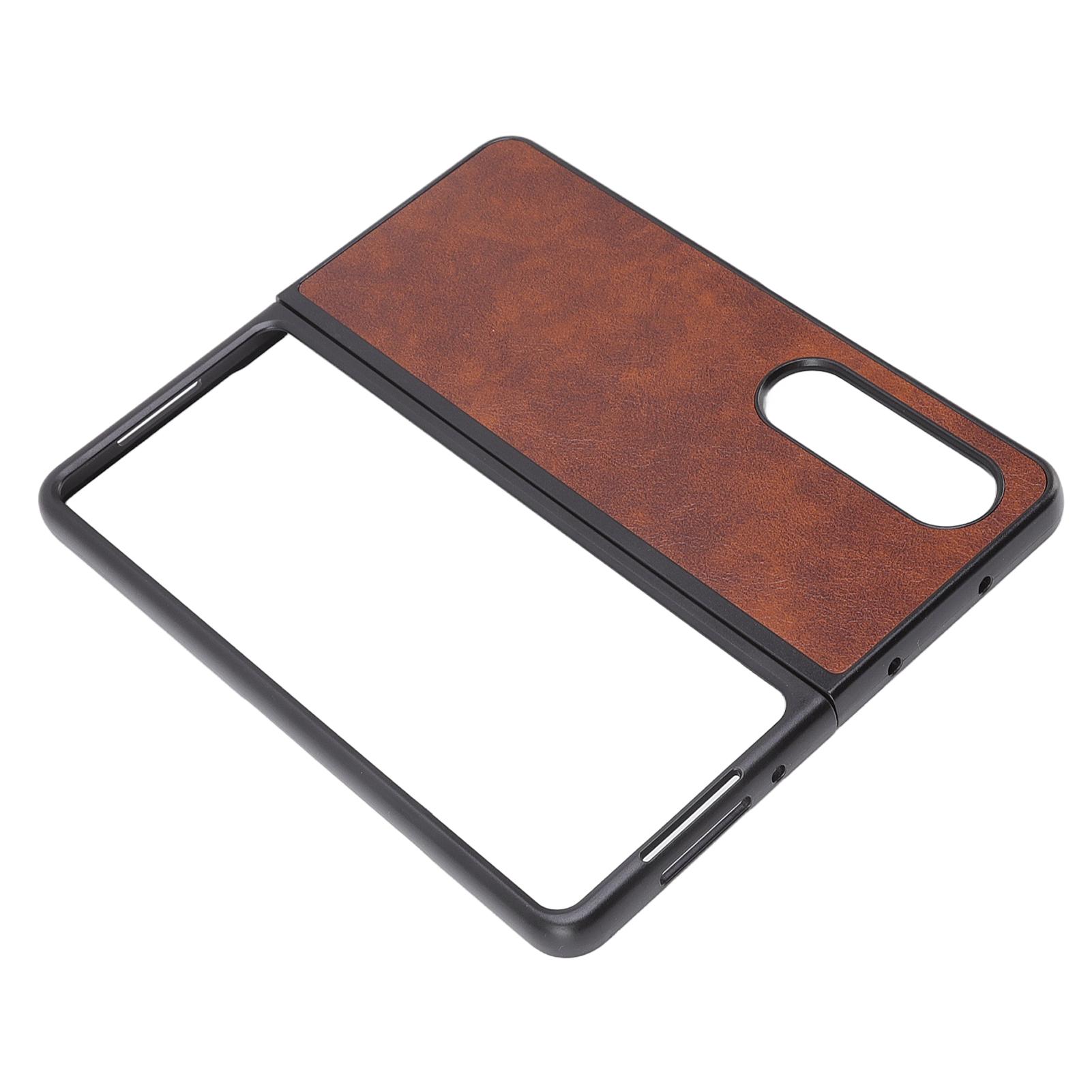 

Folding Screen Phone Case Scratch Proof Shockproof Synthetic Leather Phone Shell for Galaxy Z FOLD 4 коричневий