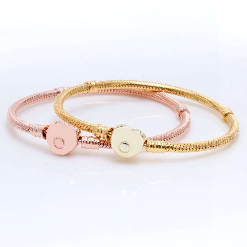 Panjia Heart-Shaped White Copper Snake Bone Bracelet with Logo