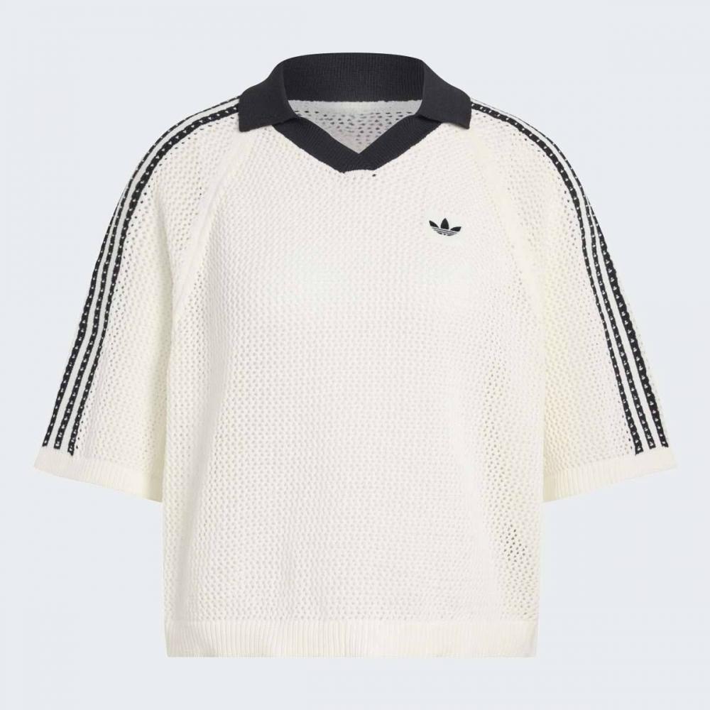 adidas Women S refreShing And faShionable looSe Fit Knit Crochet Polo Shirt Kc.