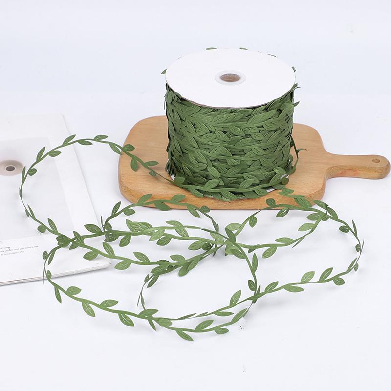 10/20M Green Silk Leaf-Shaped Handmake Artificial Leaves Faux Vines Bathroom Decorative Diy Wreath Accessories Home Decoreation