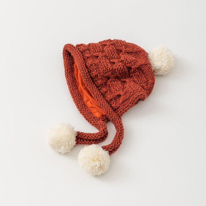 Korean-Style Hand-Knitted Wool Hat for Newborns – Warm, Windproof, and Ear-Protective for Boys and Girls.