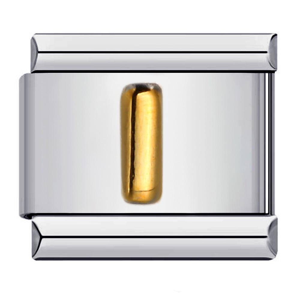 

Титановий браслет-шарм з італійськими ланками з позолотою та англійськими літерами