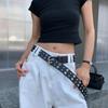 Pin Buckle Star Rivet Belt Luxury Design Punk Waistband  Paired with Skirts Jeans