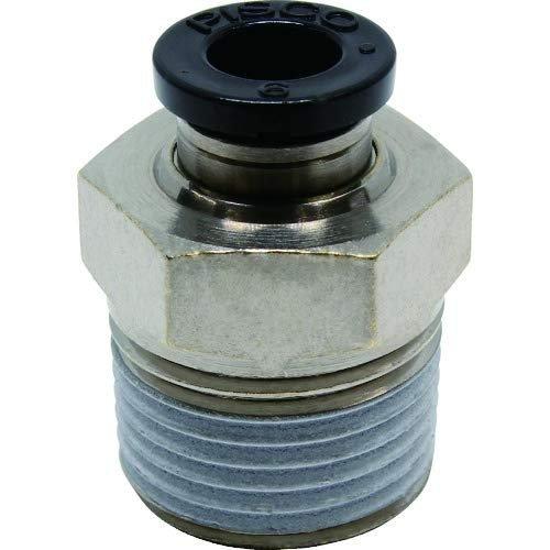 PISCO PC6-03 Pneumatic Tube Fitting Straight, 6mm Tube O.D. x R3/8 Male Thread, One-Touch Push-in Connector
