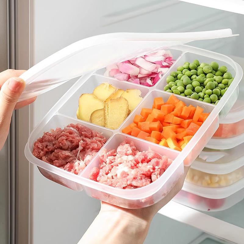 2/4/6 Grids Kitchen Food Storage Container Box Portable Refrigerator Vegetable Sealed Preservation Box Refrigerator Food Grade