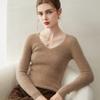 Women's 100% Pure Cashmere V-neck Seamless Ribbed Slim-fit Sweater