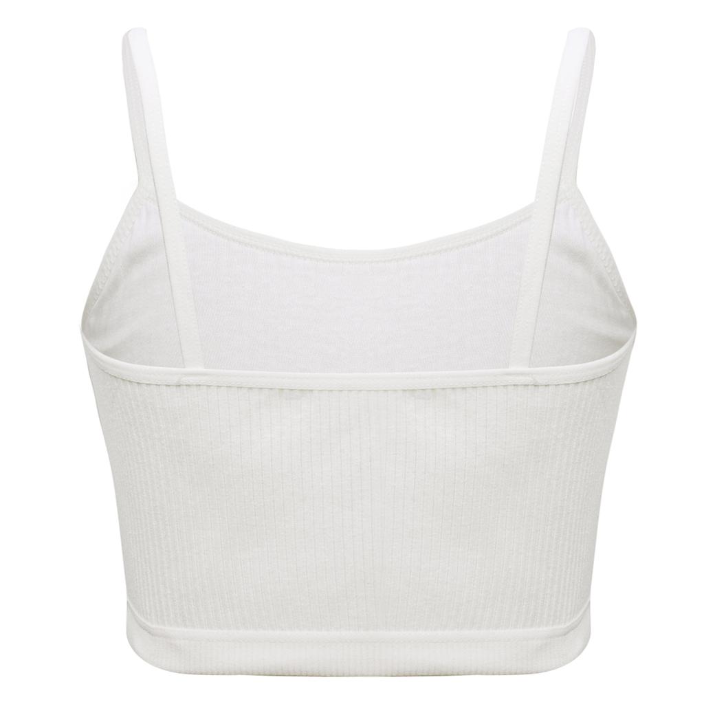 Girls Solid Color Spaghetti Straps Crop Top Ribbed Bra Vest Camisole Sportswear
