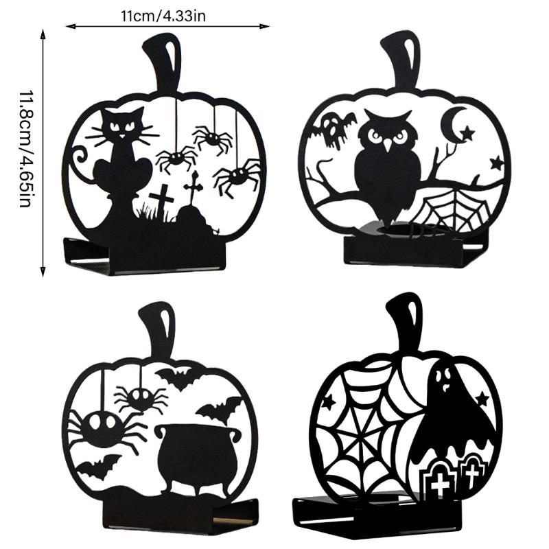 Horror Ghostly Bat Cats Iron Tealight Candle Holders for Halloween Festivities Home Centerpieces Candlestick Decors
