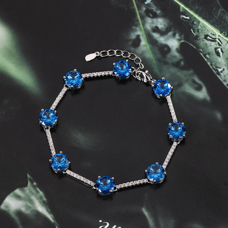 

2026 Huabi jewelry European and American retro simulation corundum round simple bracelet bracelet jewelry heroine stone 8mm
