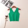 American Fashion Brand Double V Neck Rib Camisole Summer Sleeveless Fashion Fashion Solid Color Outerwear Knitting Tops