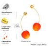 Orecchini Pendenti Unici in Ciliegio Rosso Massiccio da Donna, Orecchini con Pendente Frutta in Acciaio Inossidabile Placcato Oro, Gioielli Trendy da Festa