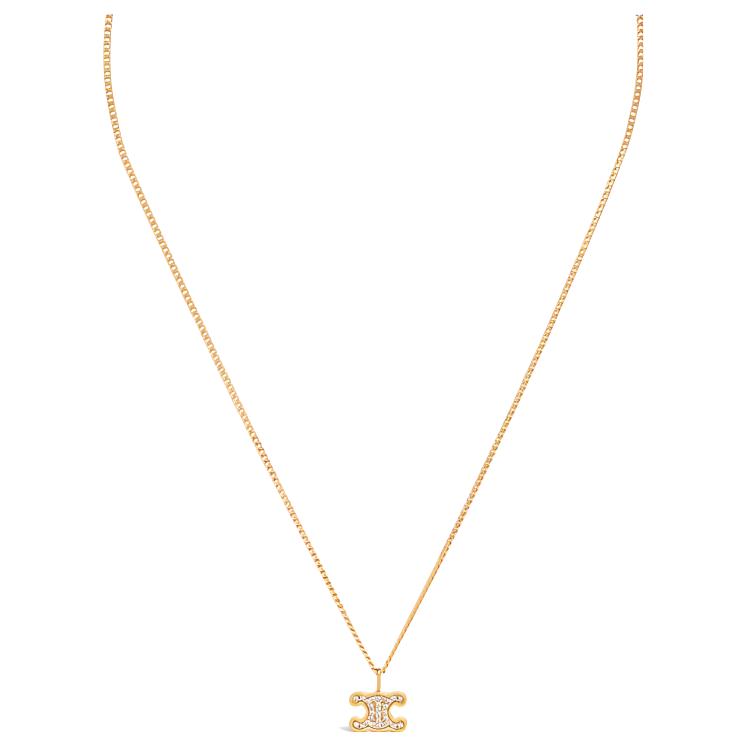 Celine Brass Gold Plated And Crystal Necklace Women necklace 460GB6BZI-35OR