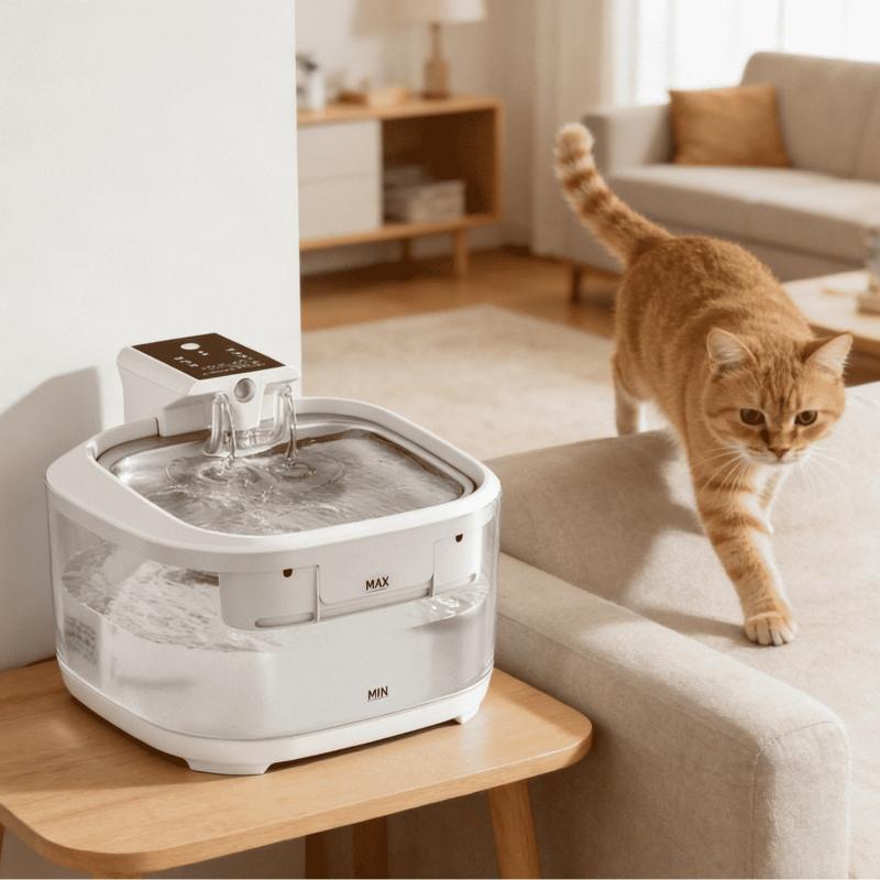 3.2L Wireless Cat Automatic Water Dispenser with Charging Cycle, Flowing Water, Pet Automatic Dog Water Dispenser