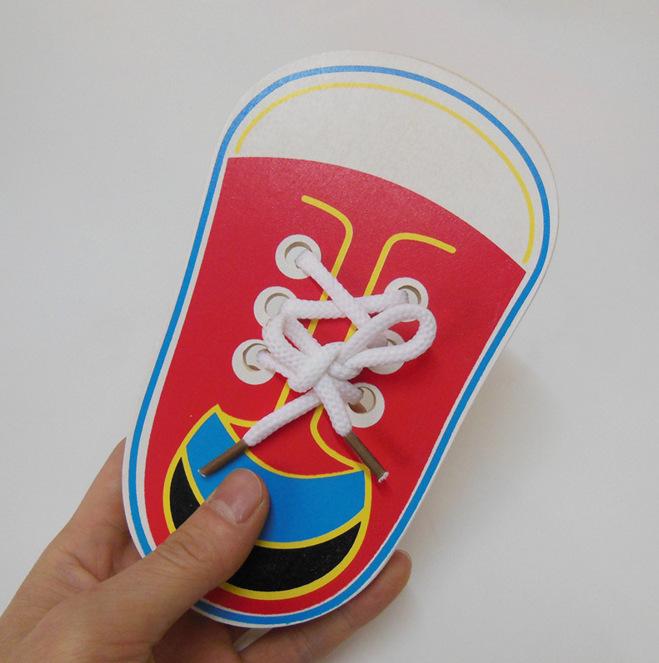 Wooden tie laces threading children's kindergarten educational toys enlightenment teaching single