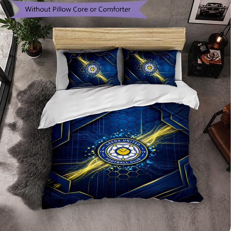 Leeds United Football Set Lenzuola 3 Pezzi Morbido Set Copripiumino con Federe Set Decorazione Camera da Letto per la Casa