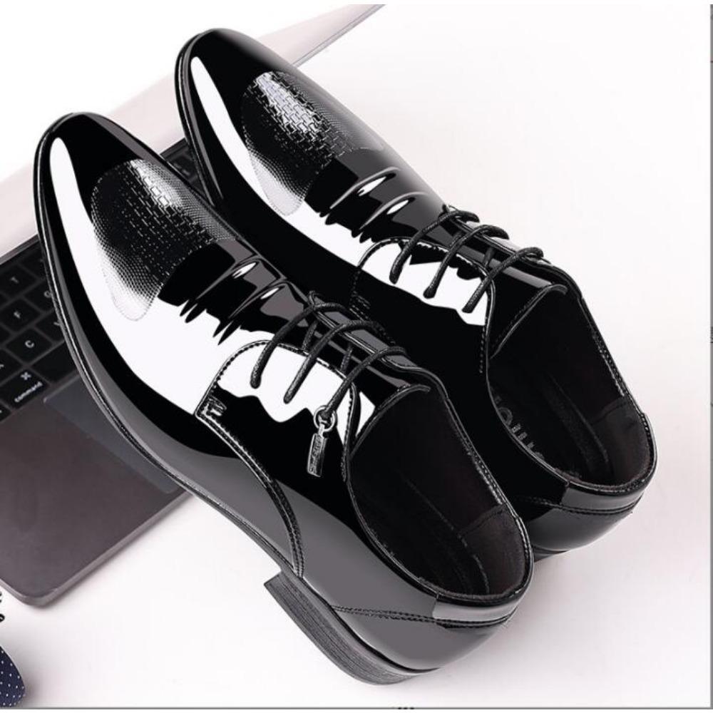 Leather Shoes Men Luxury Business Oxford  Breathable Patent Leather Formal Shoes Plus Size Man Office Wedding Flats Male Black