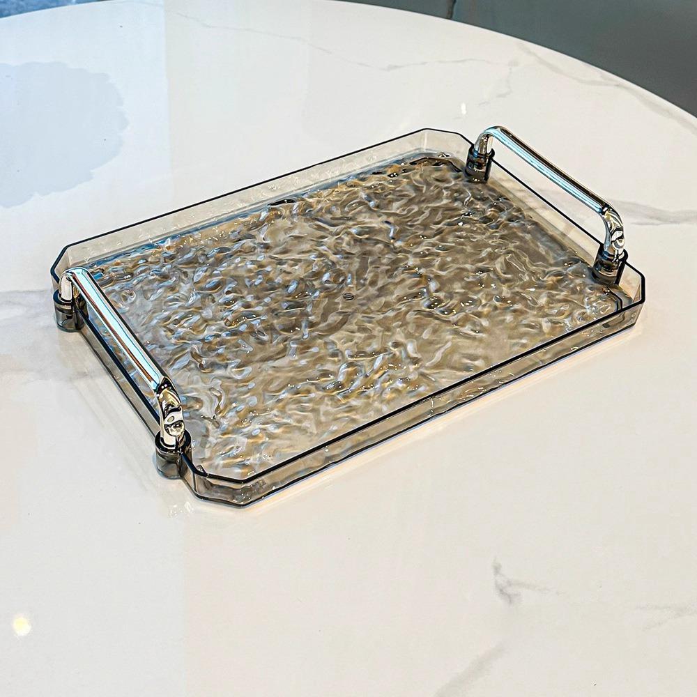 Water Ripple Rectangular Service Tray Transparent Bathroom Tray Tea Cup Tray  Living Room