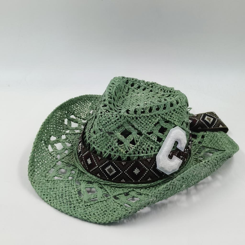 cowboy straw hat wholesale natural corn grass handmade cowboy hats For Men And Women Sun Protection Hats Outdoor Wide Brim cap