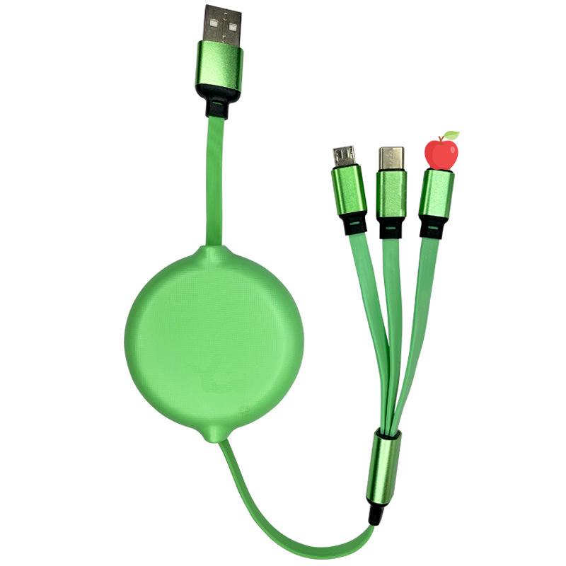 60W Super Fast Charge Retractable 3-in-1 USB Cable for Huawei, Apple, Xiaomi