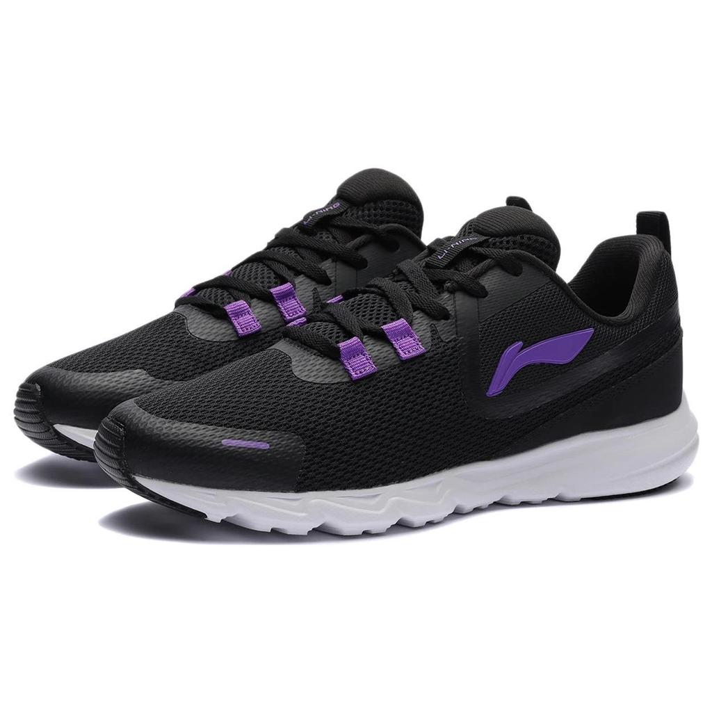 Li Ning Sports Lifestyle Series Comfortable Lightweight Shock Absorption Non-Slip Low-Top Casual Shoes Women Casual Shoes Black Purple AGLR306-2