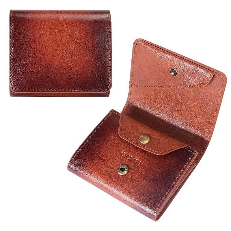 

[DCLKO] mini wallet men s bifold compact genuine leather coin purse leather wallet card case small thin leather bifold wallet light folding wallet