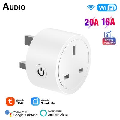 Tuya Wifi 16a/20a UK Smart Zástrčka Mini Smart Zásuvka Diaľkové Hlasové Ovládanie S Monitorom Spotreby Časovačom Smart Domov Google Home Alexa