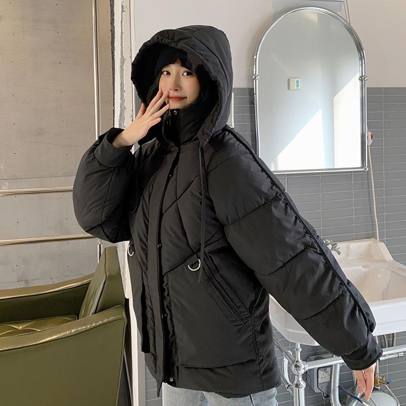 Women's Autumn and Winter Coat Thickened Hooded Short Loose Large Pocket Slim Warm Coat