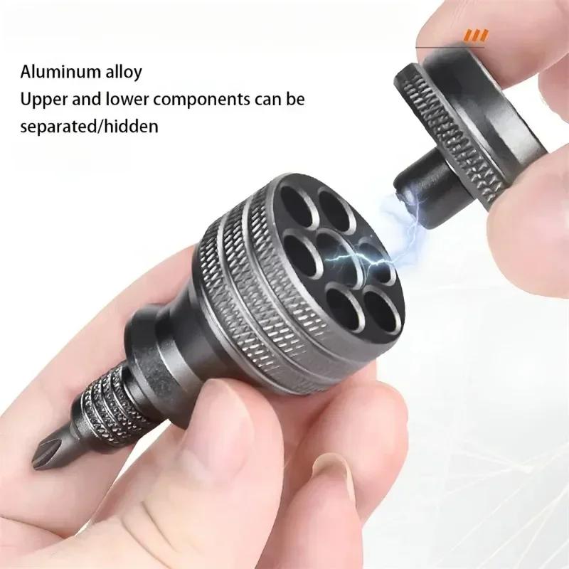 Mini Screwdriver Titanium Screwdrivers 1/4 Inch Magnetic Screwdriver 7 in 1 S2 Alloy Steel Drill Bit EDC Repair Hand Tool