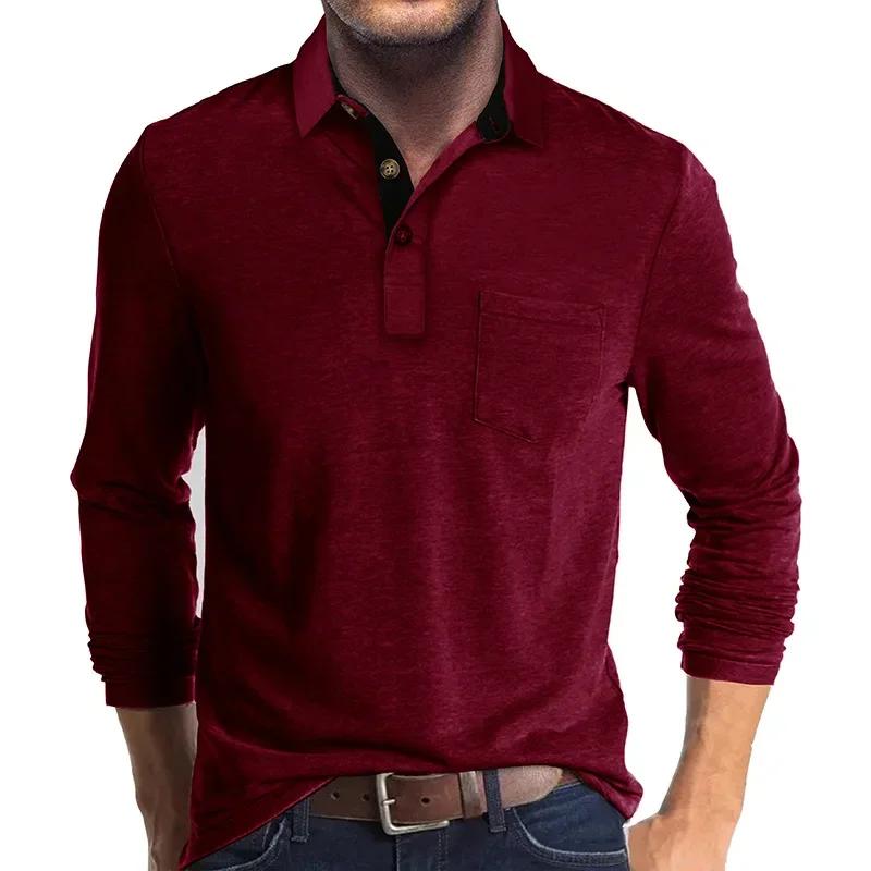 Autumn Men'S Polo Shirt Lapel Pocket T-Shirt Mens Business Casual Long Sleeve Tshirt Tees
