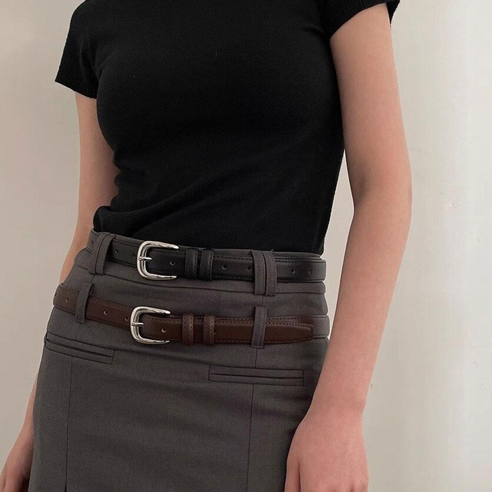 New Fashion Versatile Thin Belt Decorative Suit Waist Jeans Belt Skirt Black With T7L0