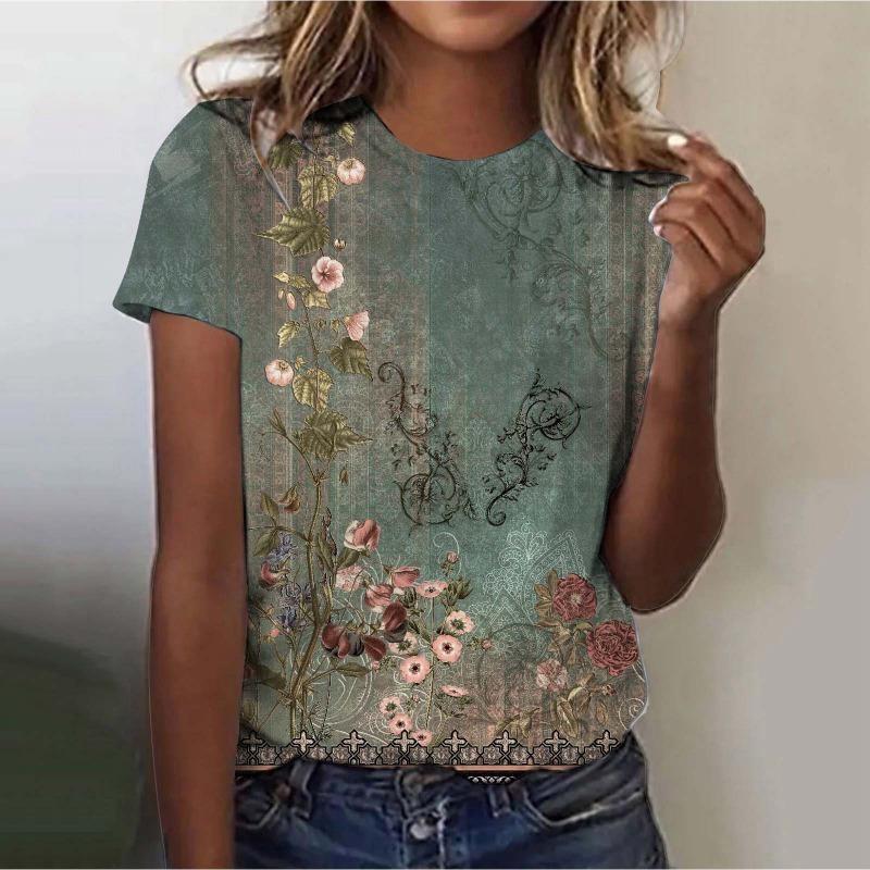 Street Trend T-shirt for Women Summer Casual Loose 3D Printed Short Sleeved Shirt
