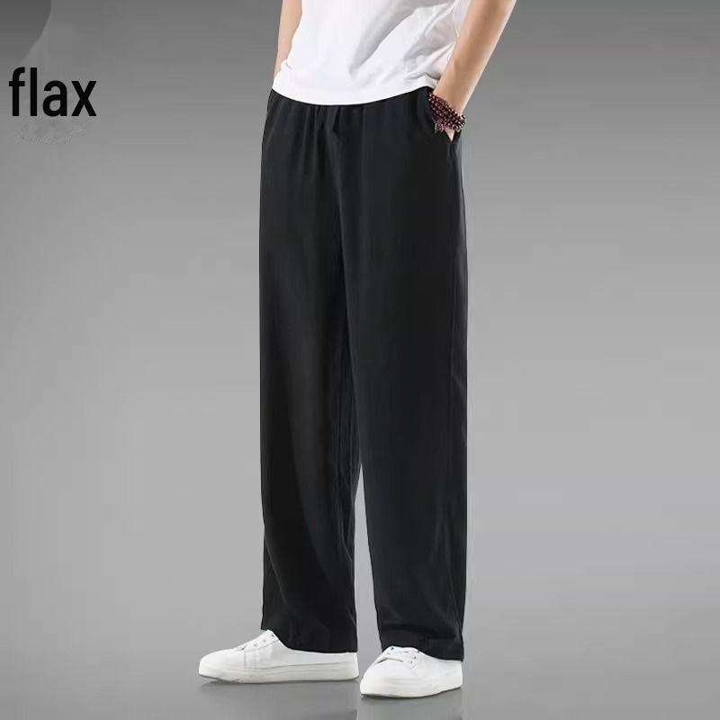 

Унисекс летние свободные широкие брюки из льна и хлопка - белые, дышащие, большого размера 2XL