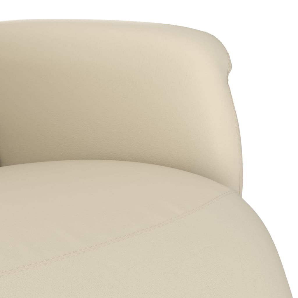 Cream Faux Leather Relaxation Armchair with Footrest