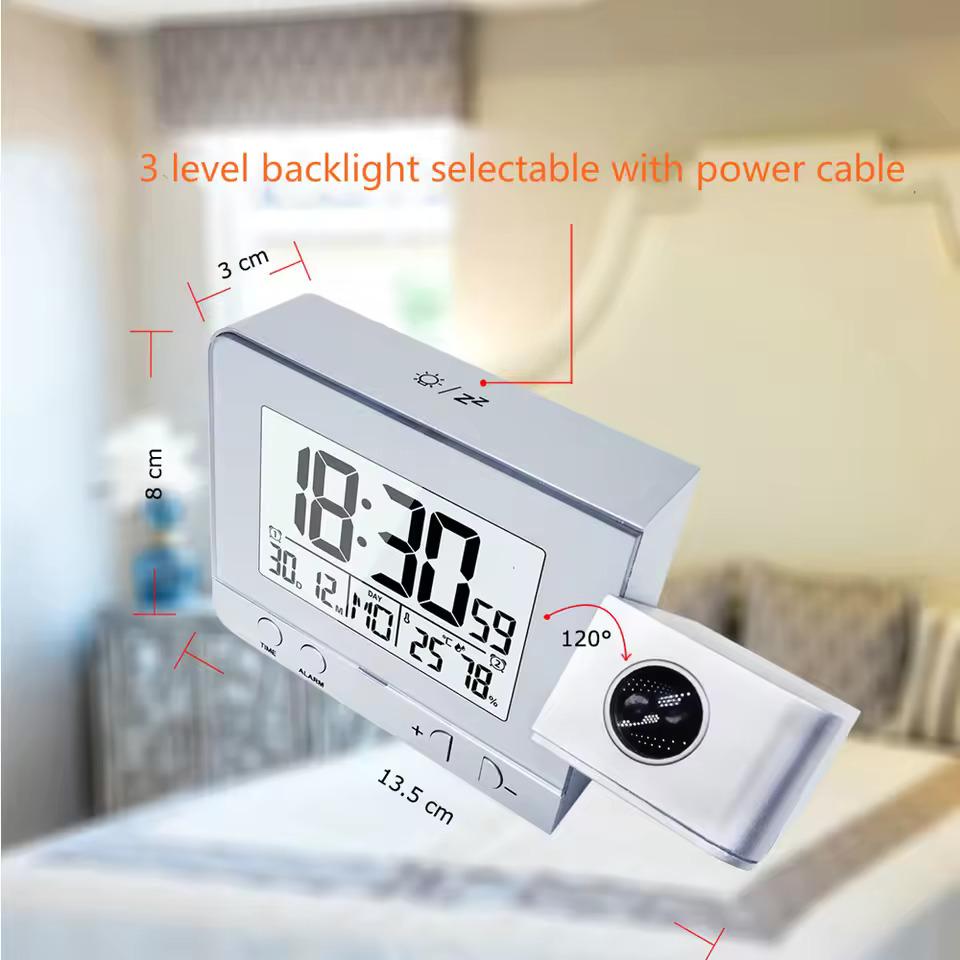FanJu FJ3531 Alarm Clock Digital Date Snooze Function Backlight Watch Wall Projector Desk Table Led Clock With Time Projection