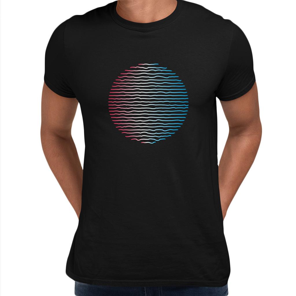 Futuristischer Kreiswellen-Farbverlauf Kugel Flüssig 3D-Defekt Unisex Herren T-Shirt