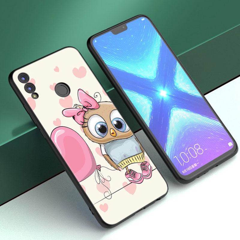 Cartoon Owl Cute Owls Case For Huawei Honor 10X Lite 7A 7S 8A 8S 8C 8X 9A 9C 10i 20i 30i 20S 20E 9X Pro 10 8 Lite Black Cover