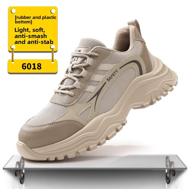 lightweight summer mesh work shoes breathable safety shoes steel toe cap industrial tennis shoes for men protective toe sneakers