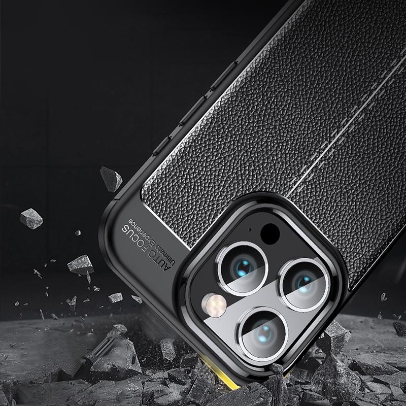 For iPhone 16 Pro Case Litchi Texture Shockproof TPU Phone Cover