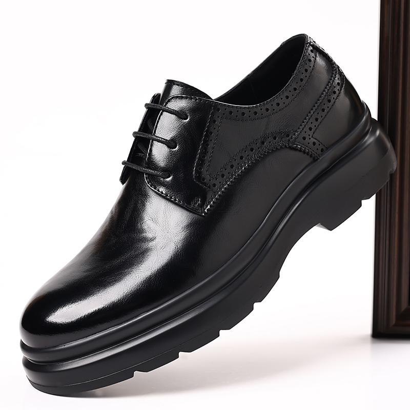 Fashion Business Casual Male Dress Shoes New Slip-Resistant Sole Flats Men's Leather Oxford Shoes Classic Lace-Up Formal Dress Shoes