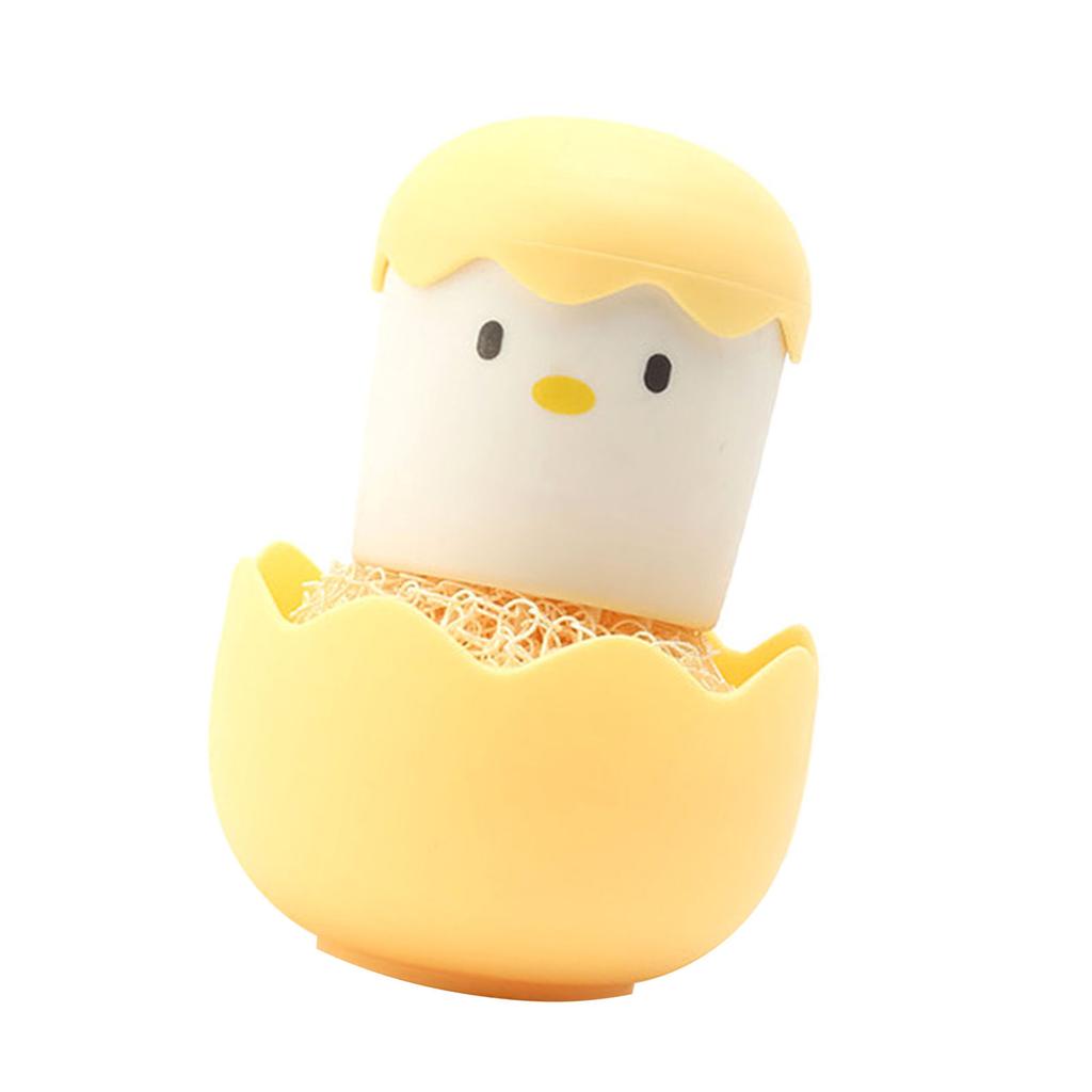 Eierschalen Hühner Reinigungsbürste Cartoon Küchenreinigungsschwämme Faserkugelkopf mit abnehmbarem Griff für Schüsseln