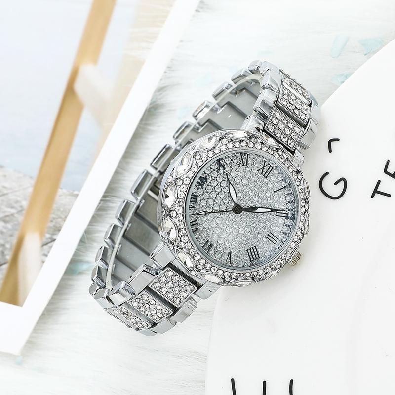 

Женские часы / Браслет из нержавеющей стали с кварцевыми часами / Стразы серебряный