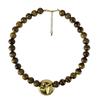 Luxury Tiger Eye Beaded Necklace with Metal Pendant