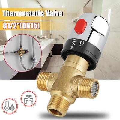 G1/2" Brass Thermostatic Mixing Valve Water Temperature Control Thermostat Mixer