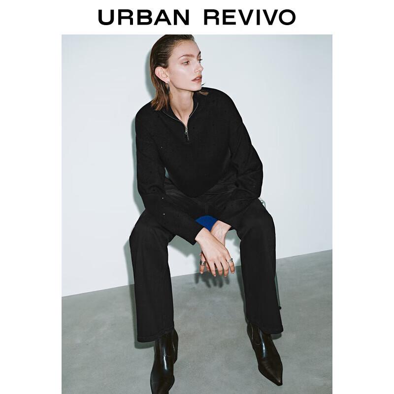 

Женский вязаный свитер на молнии с горным хрусталем от UR XS