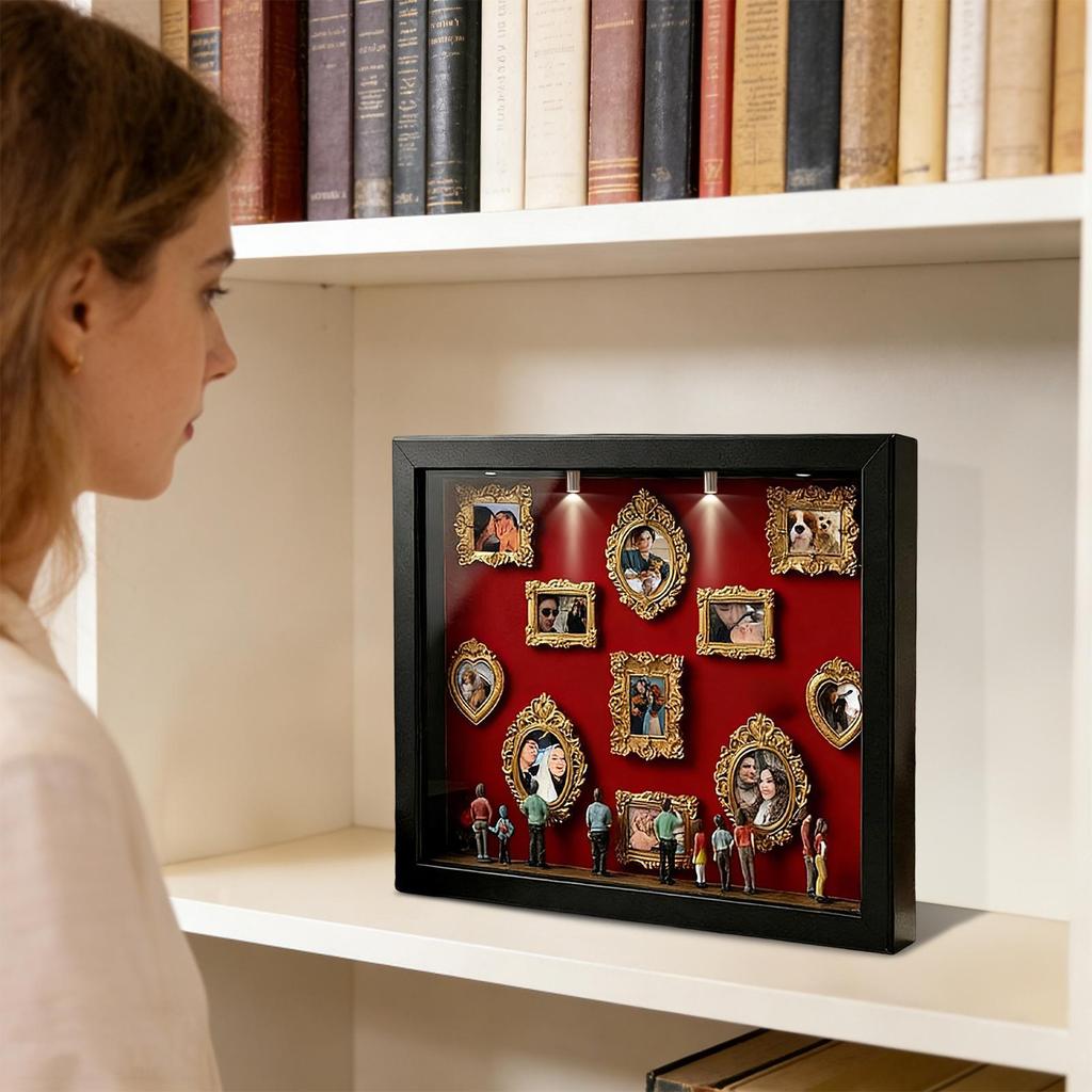 Mini Figurines DIY Mini Museum Silhouette Boxes Gold Frames Memory Preservation Shadow Boxes Frame Photo Frame Travel Memories