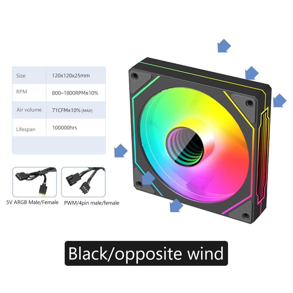 12cm ARGB Case Fan 5V 3Pin 4 Pin PWM Computer Case PC Cooling Fan Infinity Mirror Silent Chassis Fan 800-1800 RPM for Gaming PC