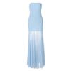 and American Style Foreign Trade Long Dress for Travel and Vacation Photoshoots, Sexy Off-Shoulder Strapless Waist-Cinching Mesh Mermaid Dress