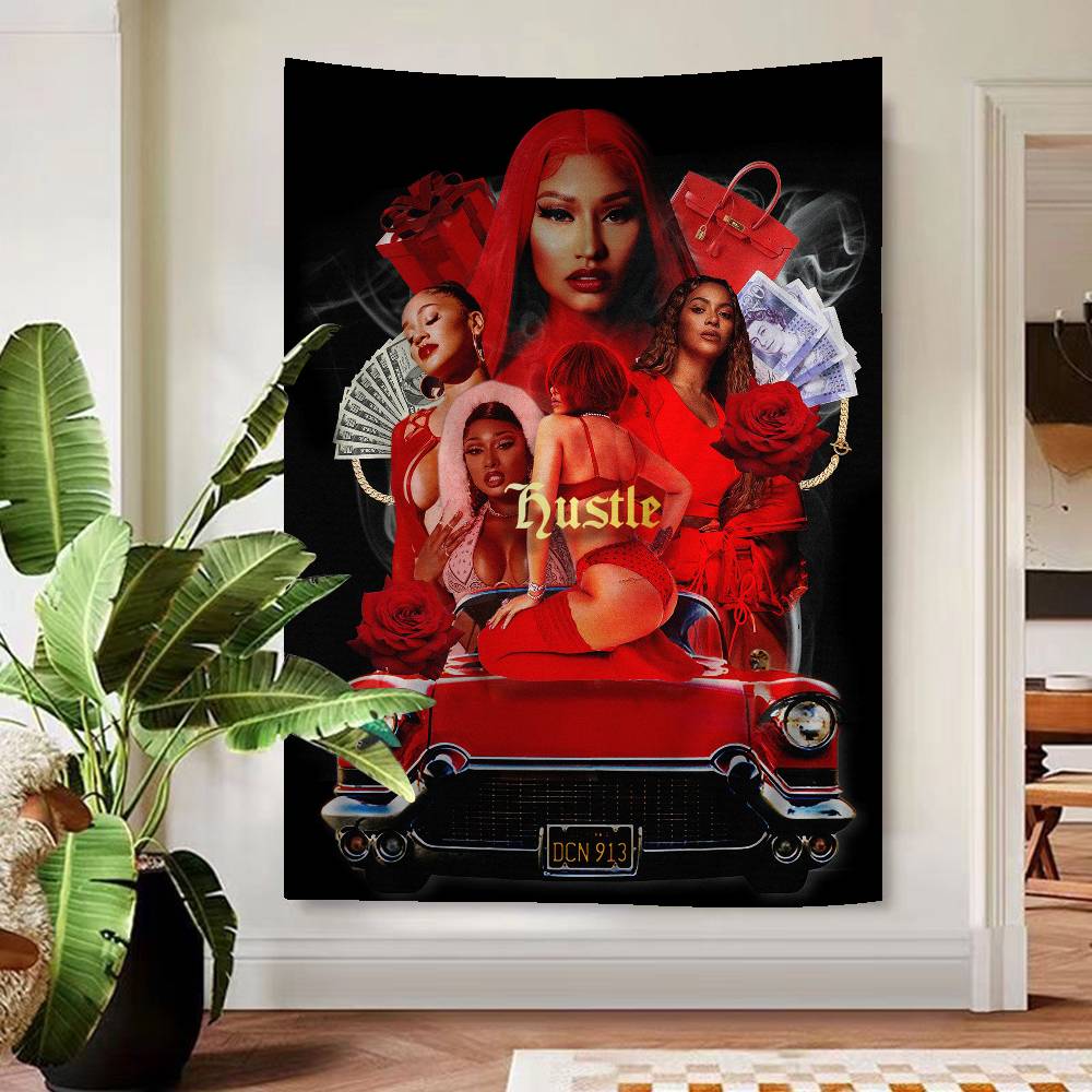 Beliebte Rapperin Sängerin N-nicki Minaj Wandteppich Kunstdruck Japanischer Wandteppich Anime Wandbehang Heimdekoration