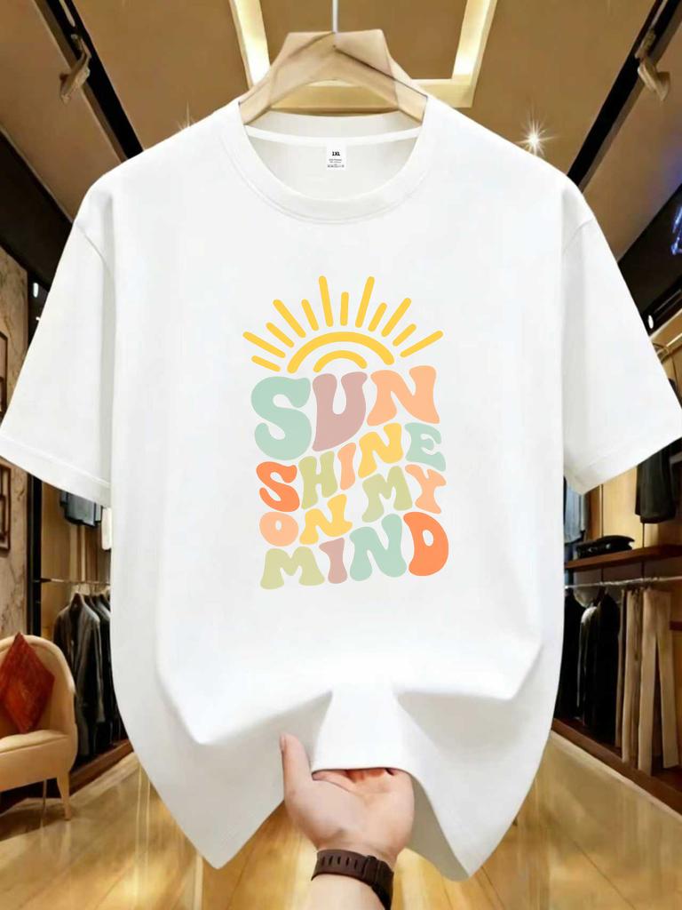 Wzm1041171creative Letter Printed Plus Size Unisexs Round Neck Summer Casual Short Sleeved Street Fashion Versatile Tshirt