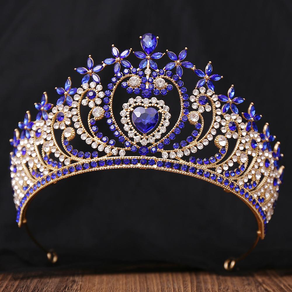 DIEZI Luxury Elegant AB Heart Crystal Tiara Crown For Women Girls Wedding Party Rhinestone Crown Hair Dress Jewelry